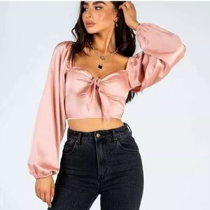 Princess Polly Pink Estee Top, silk, NWOT, US Size 10